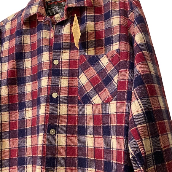CNI Outdoors Classic Washed Flannel, NWT, Red White Blue  100% Cotton Medium - Picture 3 of 7